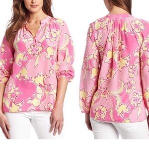 Lilly Pulitzer Elsa Daylily Silk Blouse